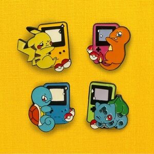 Colorful Pokemon Enamel Pins Set Pikachu Charmander Squirtle Bulbasaur Starters